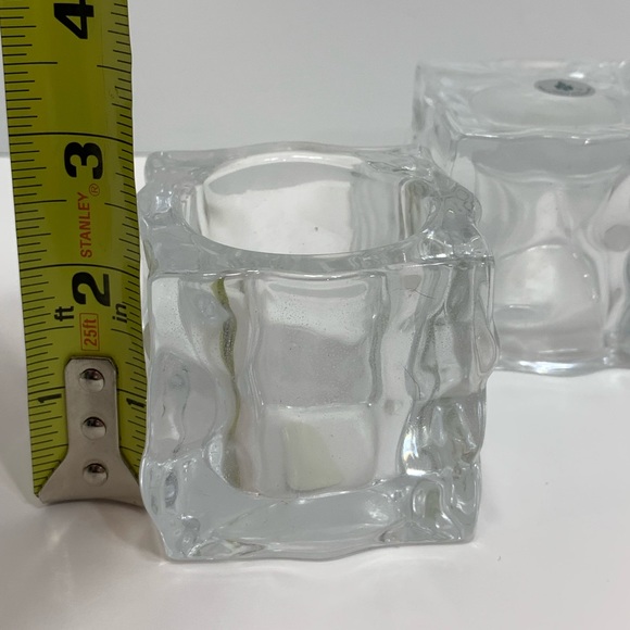Set Of 2 Partylite Glacier Ice Cube Votive Candle Holders Glass Clear - Picture 4 of 4